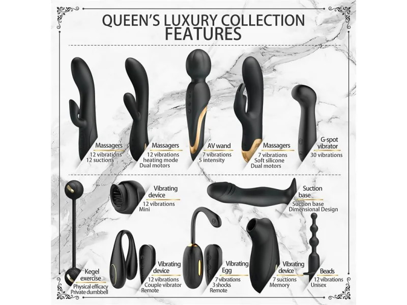 Luxury Set Queens 12 Juguetes Negro y Oro 18k