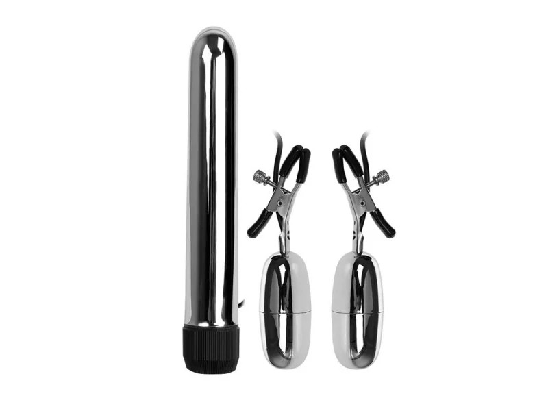 Baile Set Bala Vibrador y Pinzas para Pezones con Vibracion Turbo