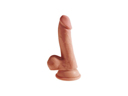 Dildo Triple Densidad con Testiculos 65 Caramelo