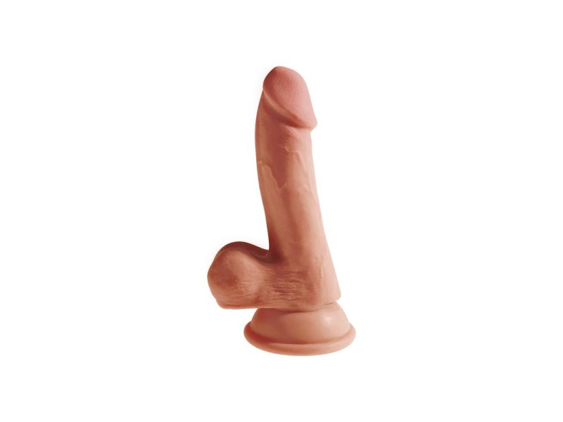 Dildo Triple Densidad con Testiculos 65 Caramelo