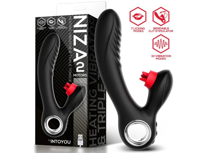 Niza Vibrador con Calor y Triple Lengua Estimuladora de Clitoris Niza Vibrador con Calor y Triple Lengua Estimuladora de Clitoris