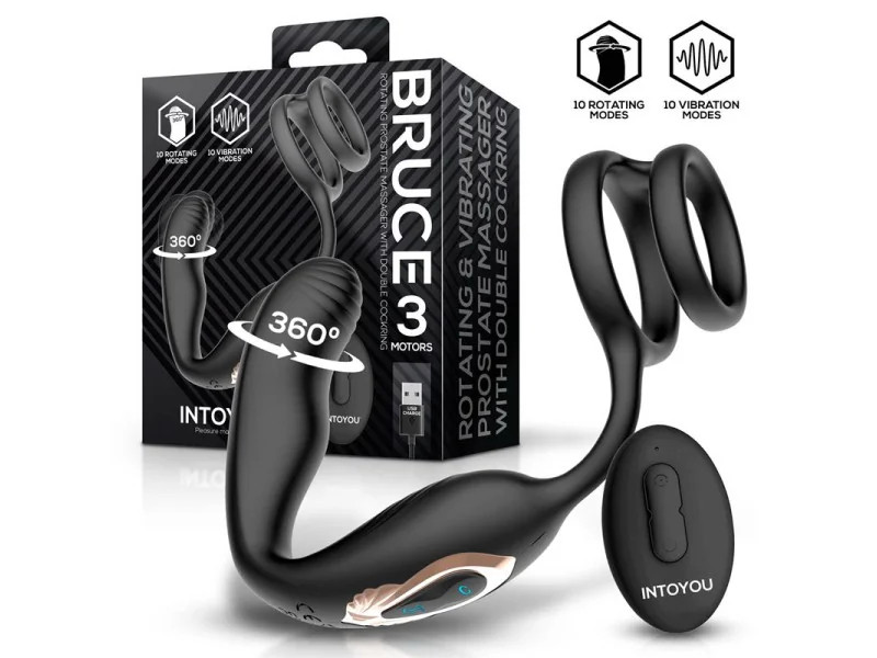Bruce Masajeador Prostatico 360º y Doble Anillo con Vibracion Bruce Masajeador Prostatico 360º y Doble Anillo con Vibracion