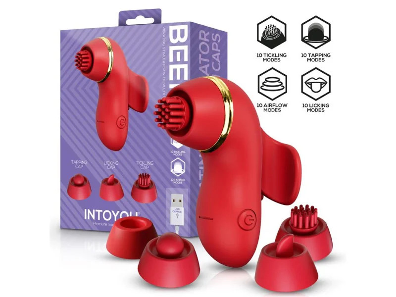 Beeny Estimulador con 4 Cabezales Succion Tapping Tickling y Licking