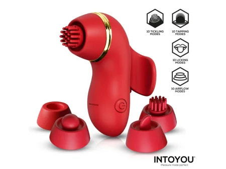 Beeny Estimulador con 4 Cabezales Succion Tapping Tickling y Licking