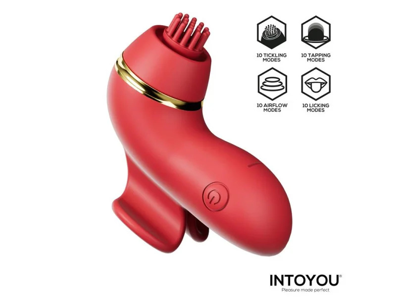 Beeny Estimulador con 4 Cabezales Succion Tapping Tickling y Licking