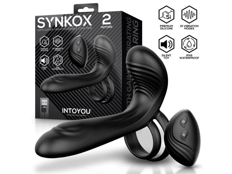 Synkox Girth Gainer con Doble Anillo para el Pene con Vibracion