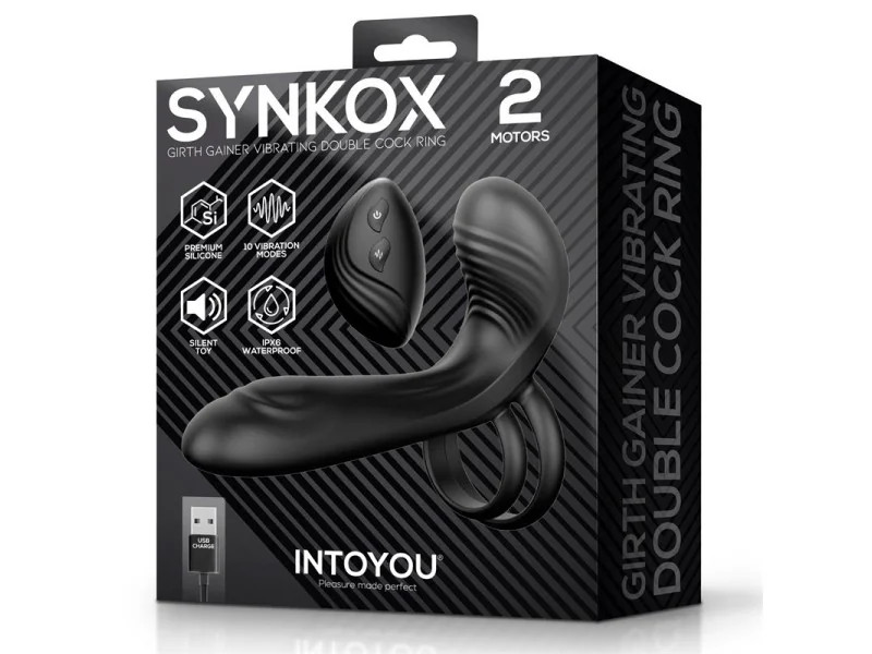 Synkox Girth Gainer con Doble Anillo para el Pene con Vibracion