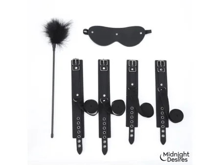 Set Bondage con Esposas Antifaz y Pluma Estimuladora