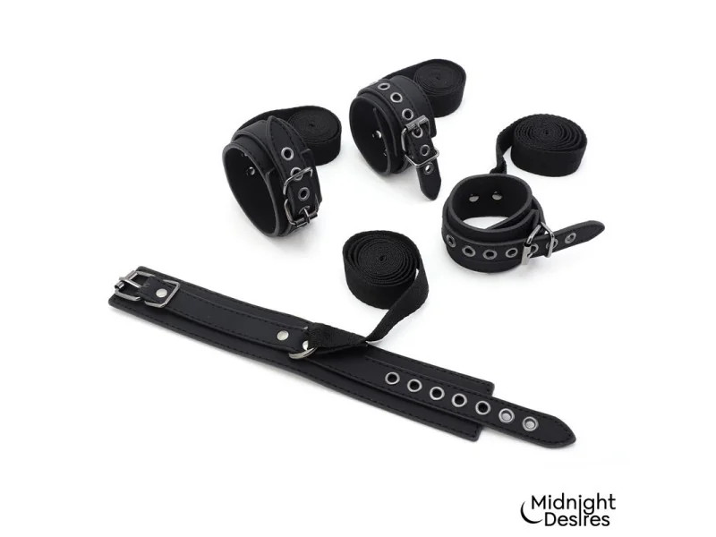 Set Bondage con Esposas Antifaz y Pluma Estimuladora