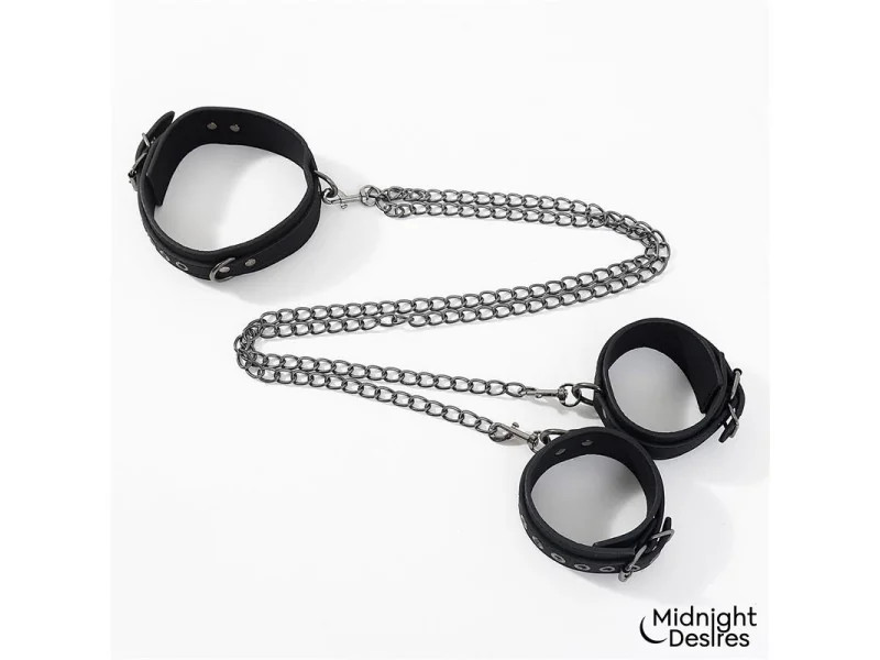 Collar con Esposas para Tobillos con Cadena
