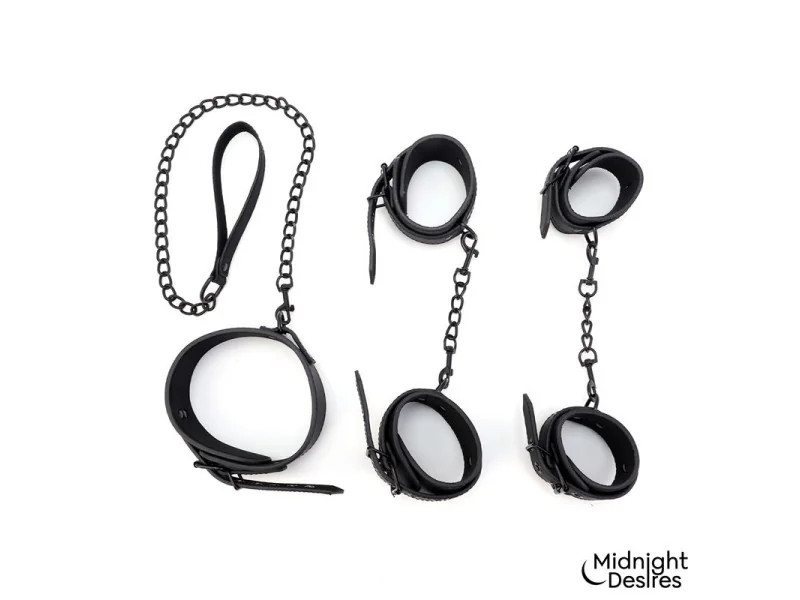 Set de Restricciones con Esposas y Collar con Correa