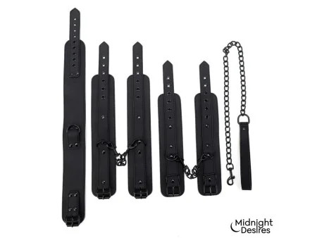 Set de Restricciones con Esposas y Collar con Correa Set de Restricciones con Esposas y Collar con Correa