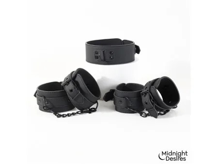 Set de Restricciones con Esposas y Collar con Correa Set de Restricciones con Esposas y Collar con Correa