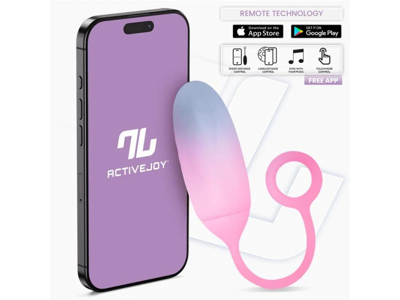 Huevo Silicona Doble Capa con APP Azul Rosa