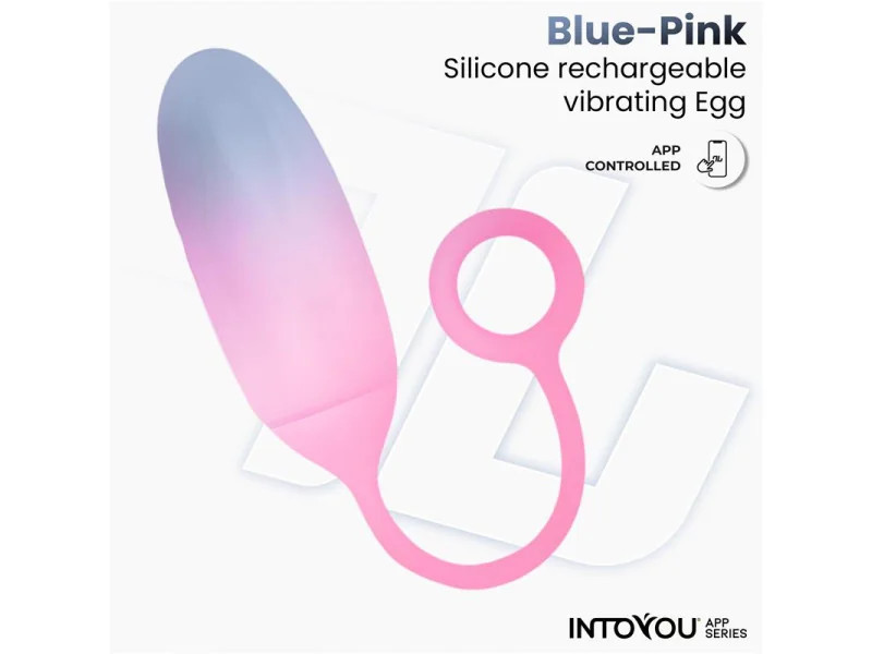 Huevo Silicona Doble Capa con APP Azul Rosa