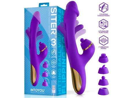 Siter 20 Vibrador con Lengua Flapping Golpeteo y Cabezales Intercambiables