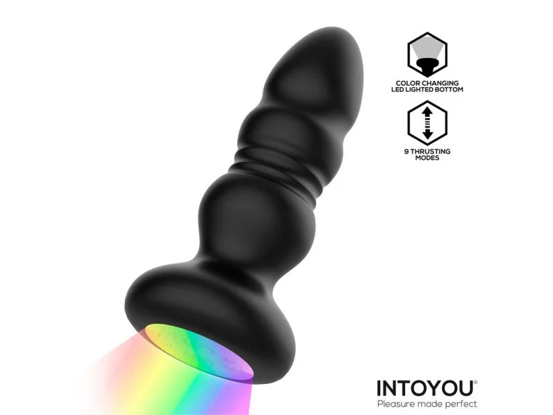 Krax Plug Anal con Vibracion Thrusting y Luz Led con Control Remoto