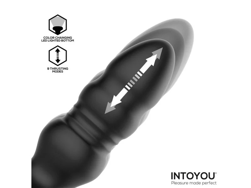 Krax Plug Anal con Vibracion Thrusting y Luz Led con Control Remoto