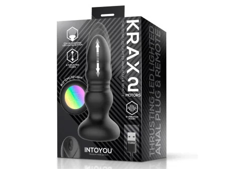 Krax Plug Anal con Vibracion Thrusting y Luz Led con Control Remoto