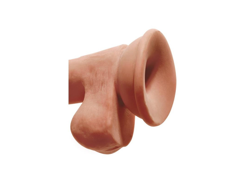 Dildo Triple Densidad con Testiculos 65 Caramelo
