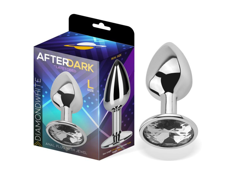 Plug Anal con Joya Color Blanco Diamante Talla L Aluminio Plug Anal con Joya Color Blanco Diamante Talla L Aluminio