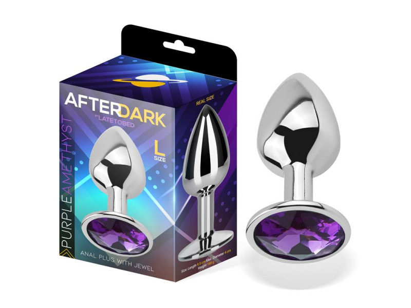 Plug Anal con Joya Purpura Amatista Talla L Aluminio
