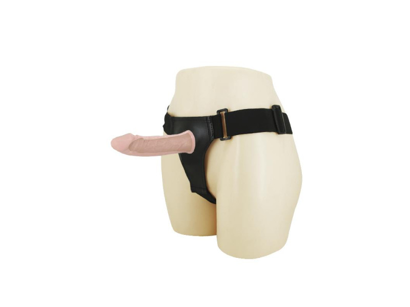 Arnes con Dildo Hueco y Vibracion 155 x 42 cm Natural
