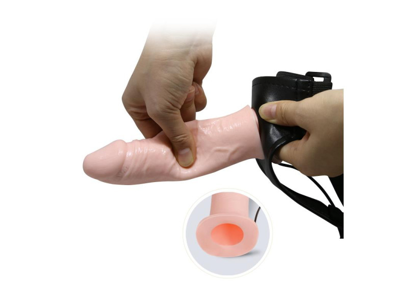 Arnes con Dildo Hueco y Vibracion 155 x 42 cm Natural