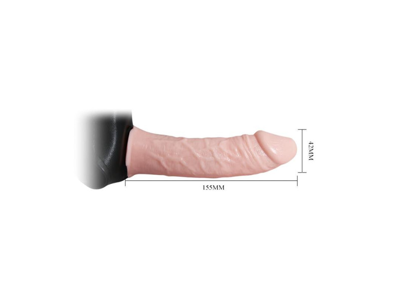 Arnes con Dildo Hueco y Vibracion 155 x 42 cm Natural