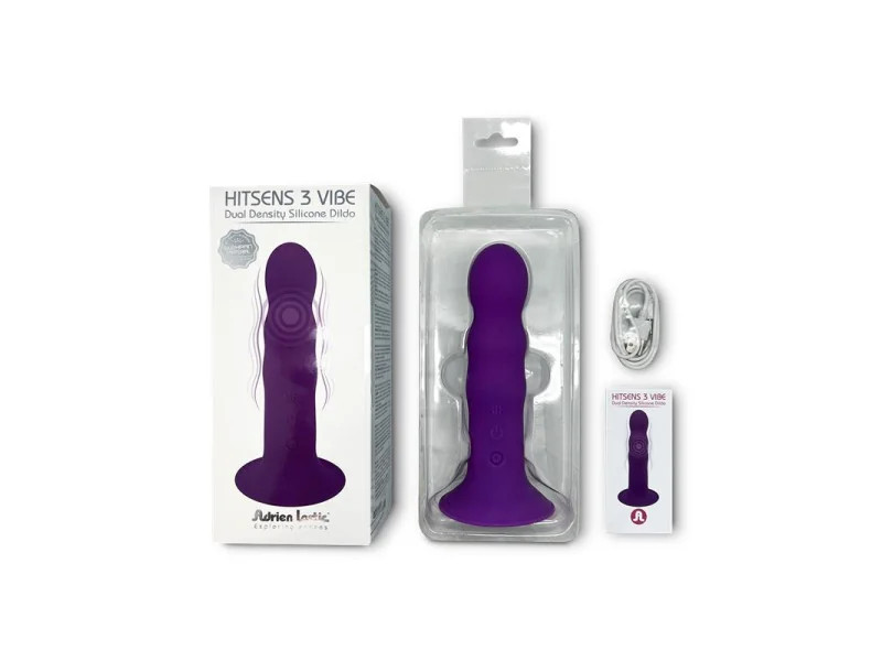 Dildo Doble Densidad Vibracion Hitsens 3 Purpura