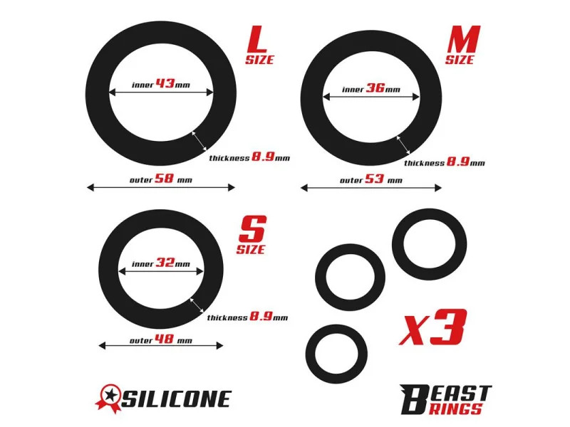 Set de 3 Anillos para el Pene Silicona S M y L