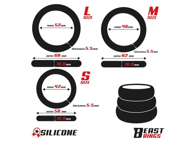 Set de 3 Anillos para el Pene Silicona S M y L