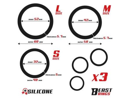Set de 3 Anillos para el Pene Silicona S M y L
