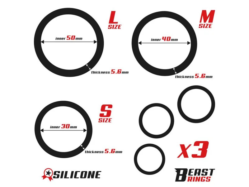 Set de 3 Anillos para el Pene Silicona S M y L