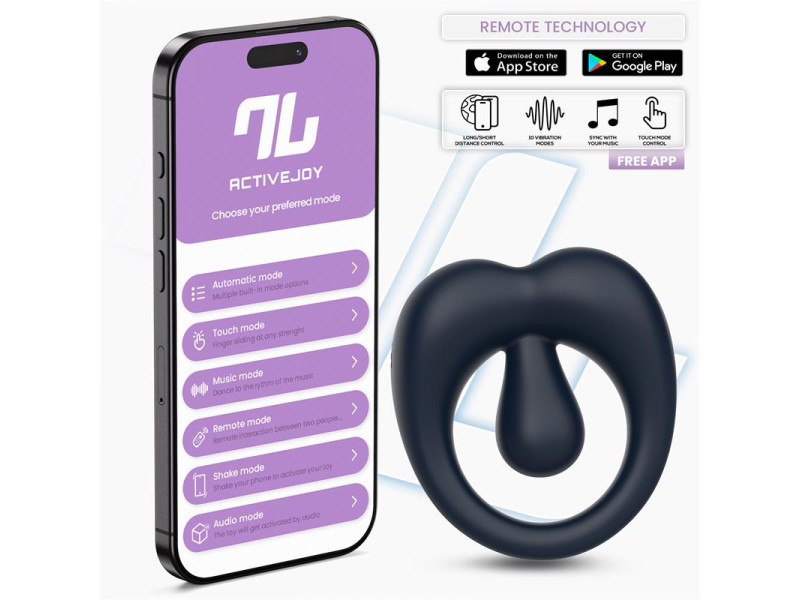 Kenny Anillo Vibrador con Estimulador de Clitoris y APP Azul Oscuro