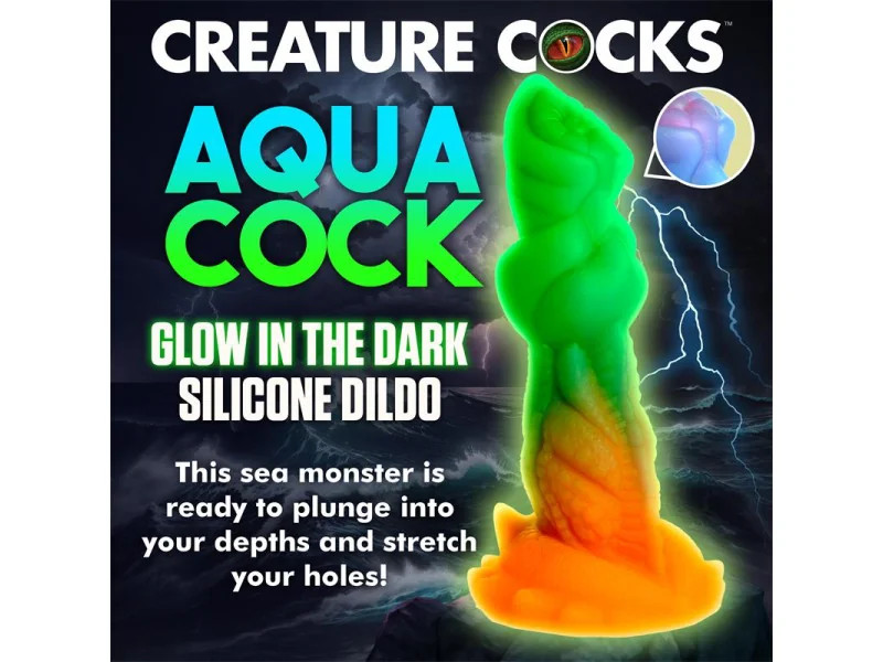 Aqua Cock Dildo Brilla en la Oscuridad Silicona