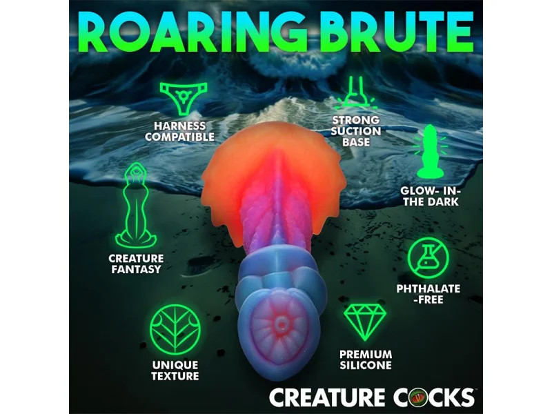 Aqua Cock Dildo Brilla en la Oscuridad Silicona