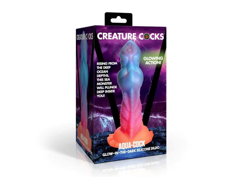 Aqua Cock Dildo Brilla en la Oscuridad Silicona