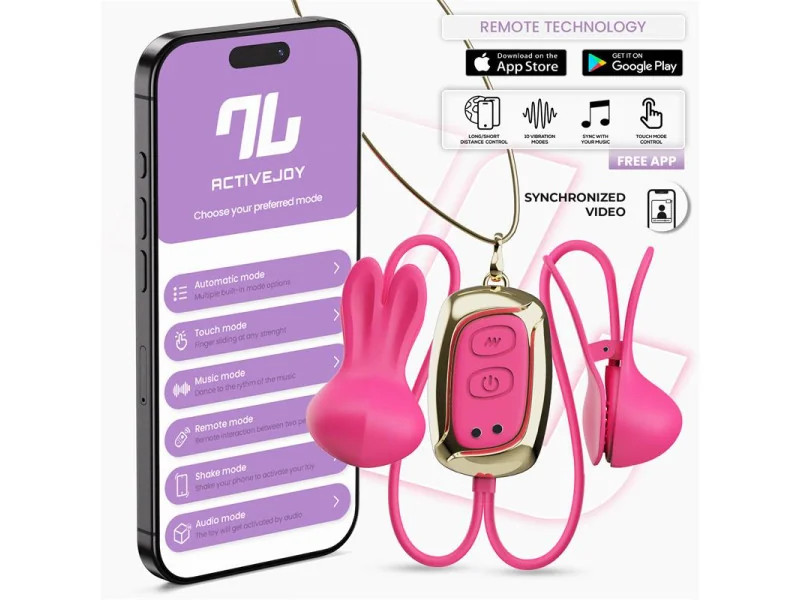Tickly Pinzas para Pezones con Vibracion Control y Collar con APP