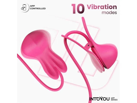 Tickly Pinzas para Pezones con Vibracion Control y Collar con APP