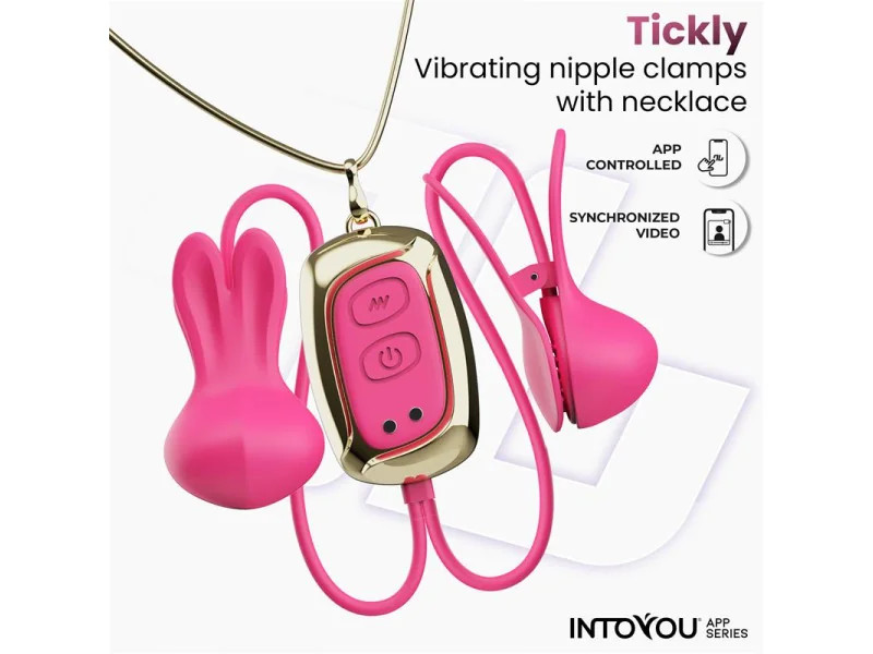 Tickly Pinzas para Pezones con Vibracion Control y Collar con APP
