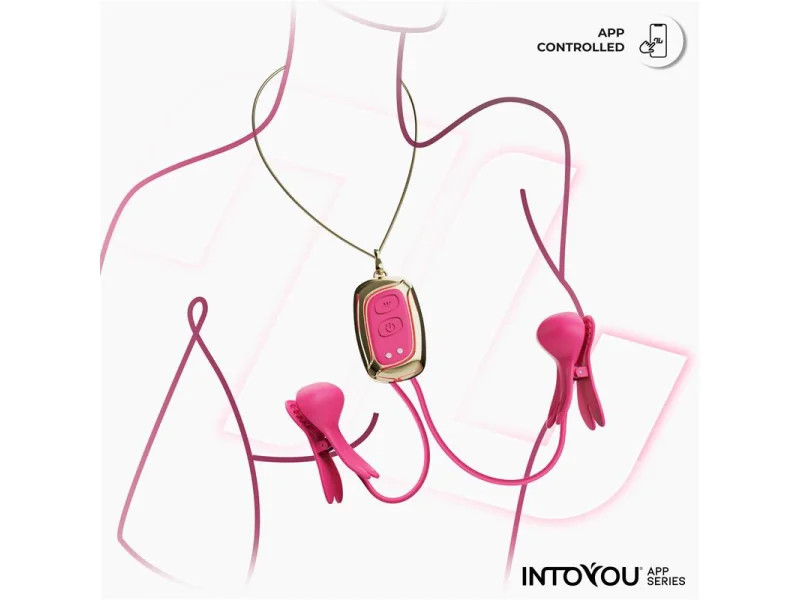 Tickly Pinzas para Pezones con Vibracion Control y Collar con APP