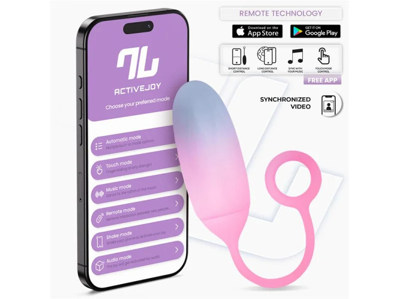 Huevo Silicona Doble Capa con APP Azul Rosa