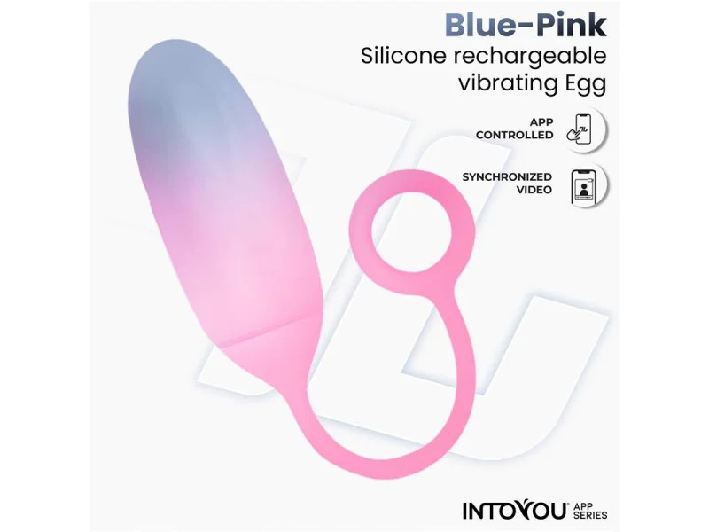 Huevo Silicona Doble Capa con APP Azul Rosa