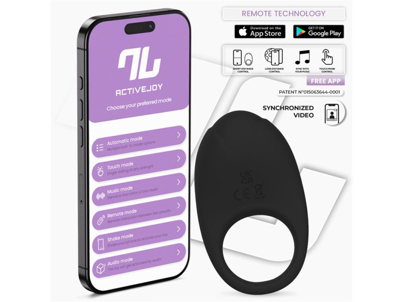 Ringo Anillo Vibrador con APP Unibody Negro