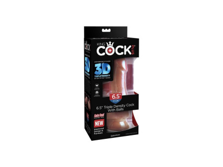 Dildo Triple Densidad con Testiculos 65 Caramelo