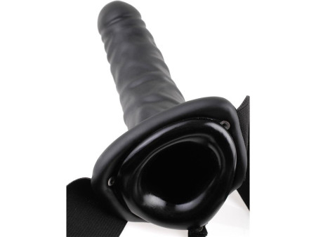 Arnes con Dildo Hueco y Vibracion 8 Negro Arnes con Dildo Hueco y Vibracion 8 Negro