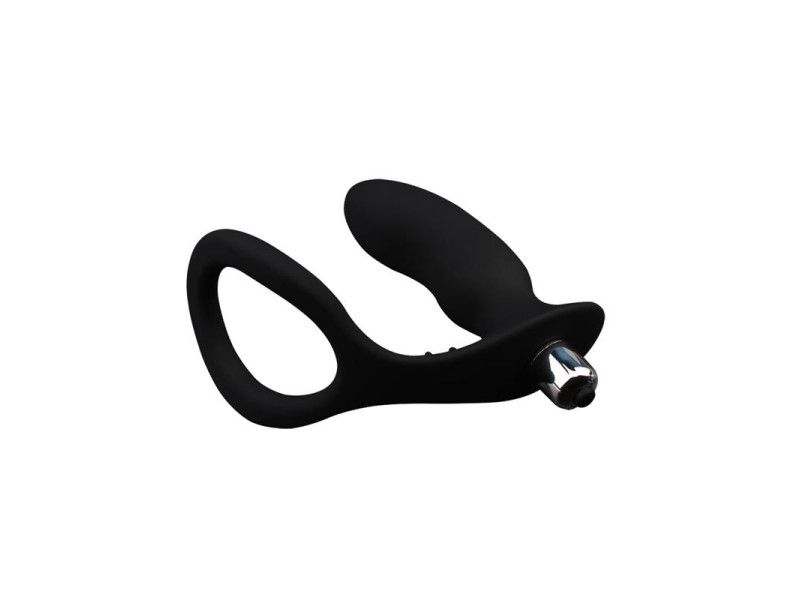 Anillo para el Pene con Plug Anal Negro