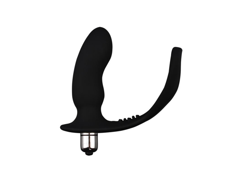 Anillo para el Pene con Plug Anal Negro
