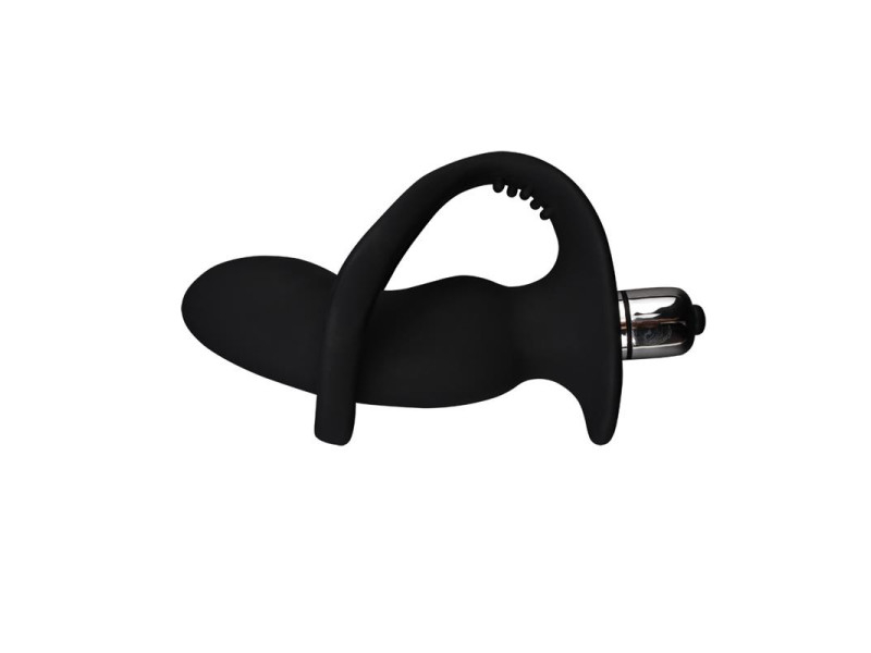 Anillo para el Pene con Plug Anal Negro